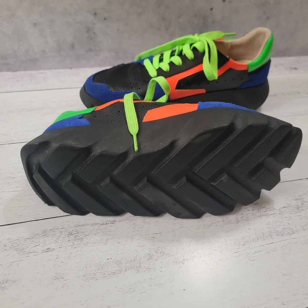 Bold Women's Sneakers with Neon Green Laces